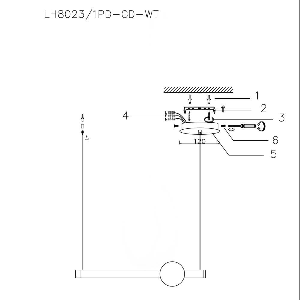 Подвесной светодиодный светильник Lumien Hall Greniya LH8023/1PD-GD-WT в Санкт-Петербурге