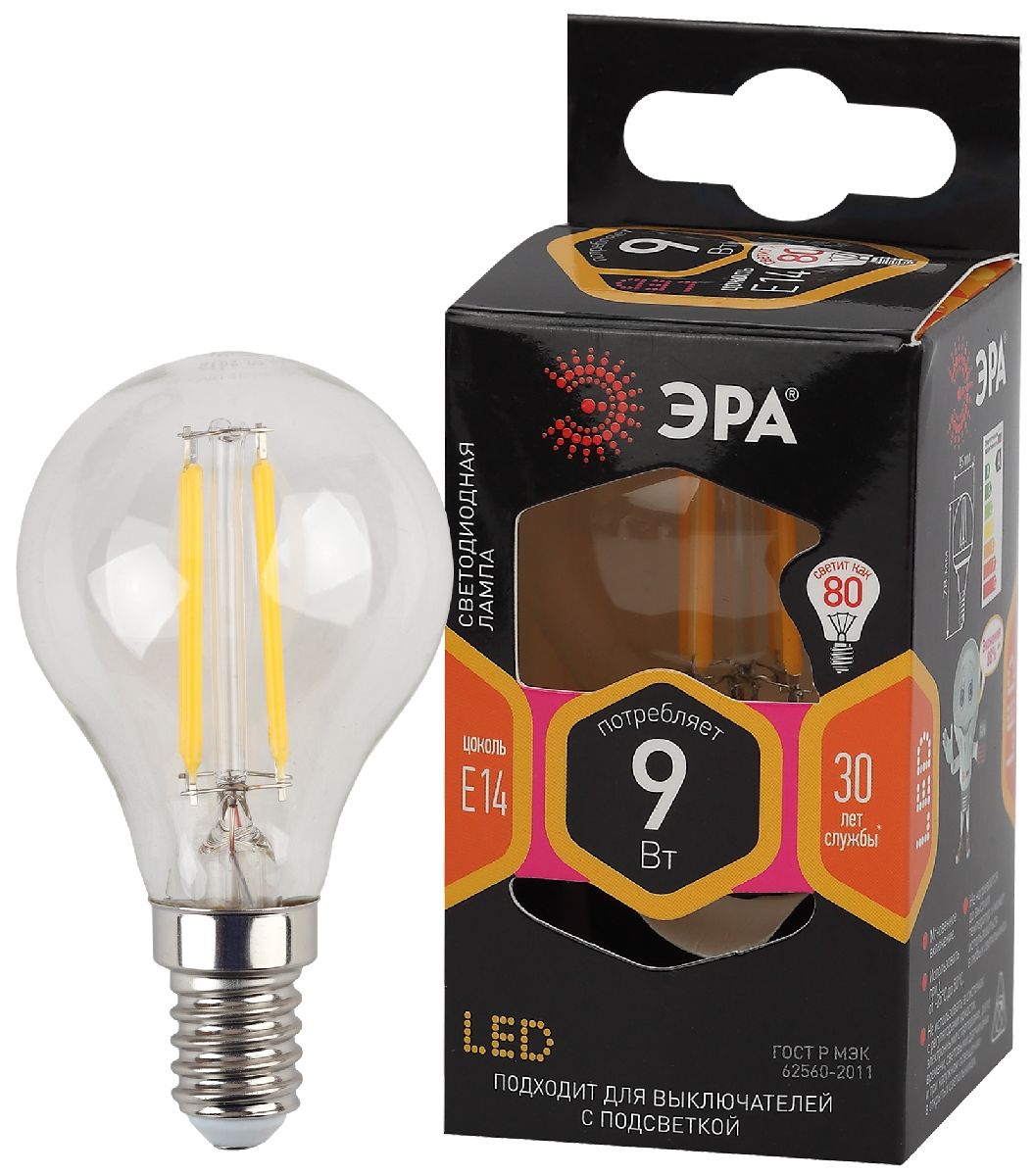 Лампа светодиодная Эра E14 9W 2700K F-LED P45-9w-827-E14 Б0047020 в #REGION_NAME_DECLINE_PP#