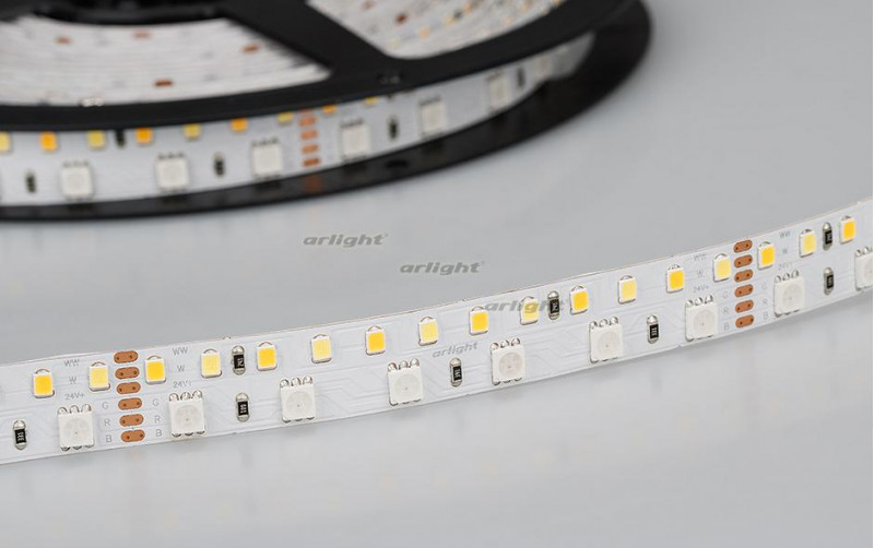 Светодиодная лента Arlight RT 2-5000 24V RGB-MIX 2x2 (5CH, 180 LED/m, LUX) 022707 в Санкт-Петербурге