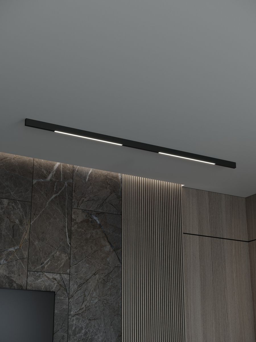 Трековая система со светильниками №1 трехфазная накладная Eldeko (48В, форма - прямая, 2м, 3000K) черная Hesby Lighting HSBL_kompl_E001_NI2B3K в #REGION_NAME_DECLINE_PP#