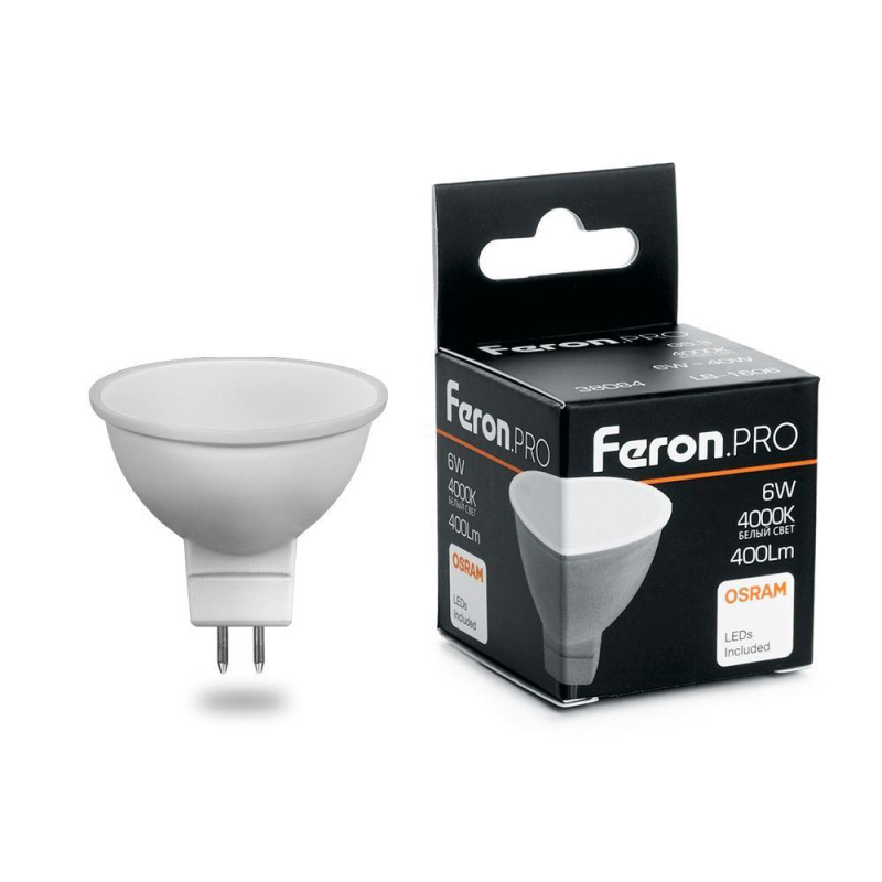 Лампа светодиодная Feron G5.3 6W 4000K матовая LB-1606 38084 в Санкт-Петербурге