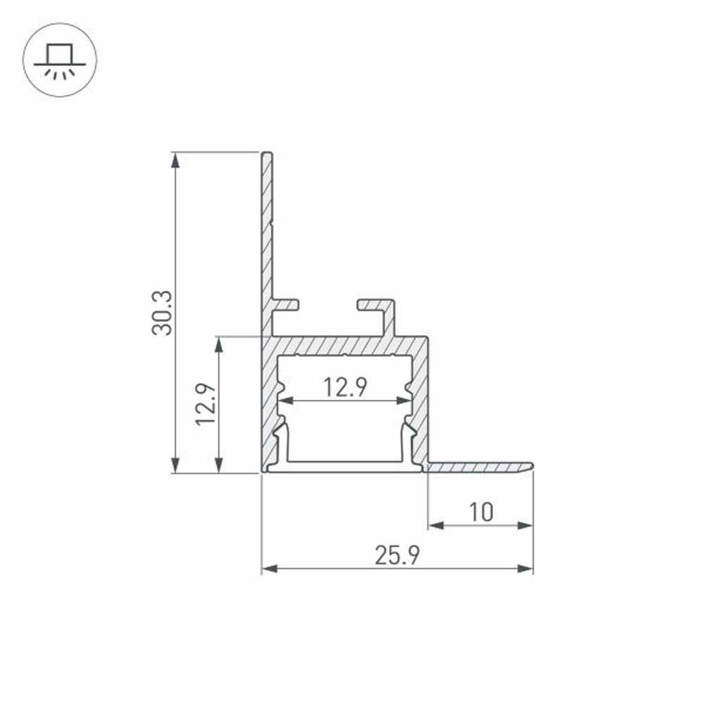 Алюминиевый профиль Arlight ARH-Ceil-S16-2000 Anod 034977 в Санкт-Петербурге