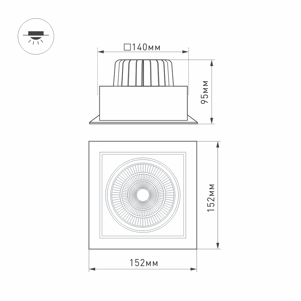 Встраиваемый светильник Arlight CL-KARDAN-S152x152-25W White6000 (BK-BK, 30 deg) 037028 в Санкт-Петербурге
