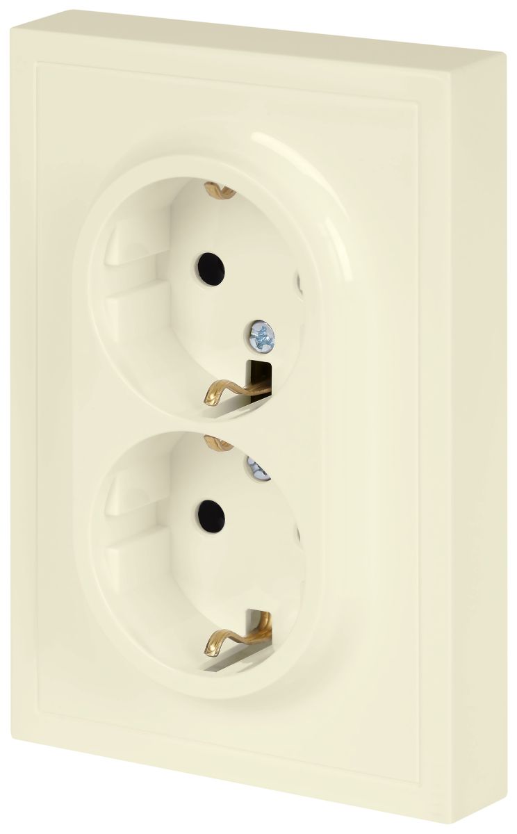 Розетка Эра Galaxy 15-2104-02 с заземлением двойная 2X2P+E Schuko 16А-250В IP20 слоновая кость Б0070679 в Санкт-Петербурге