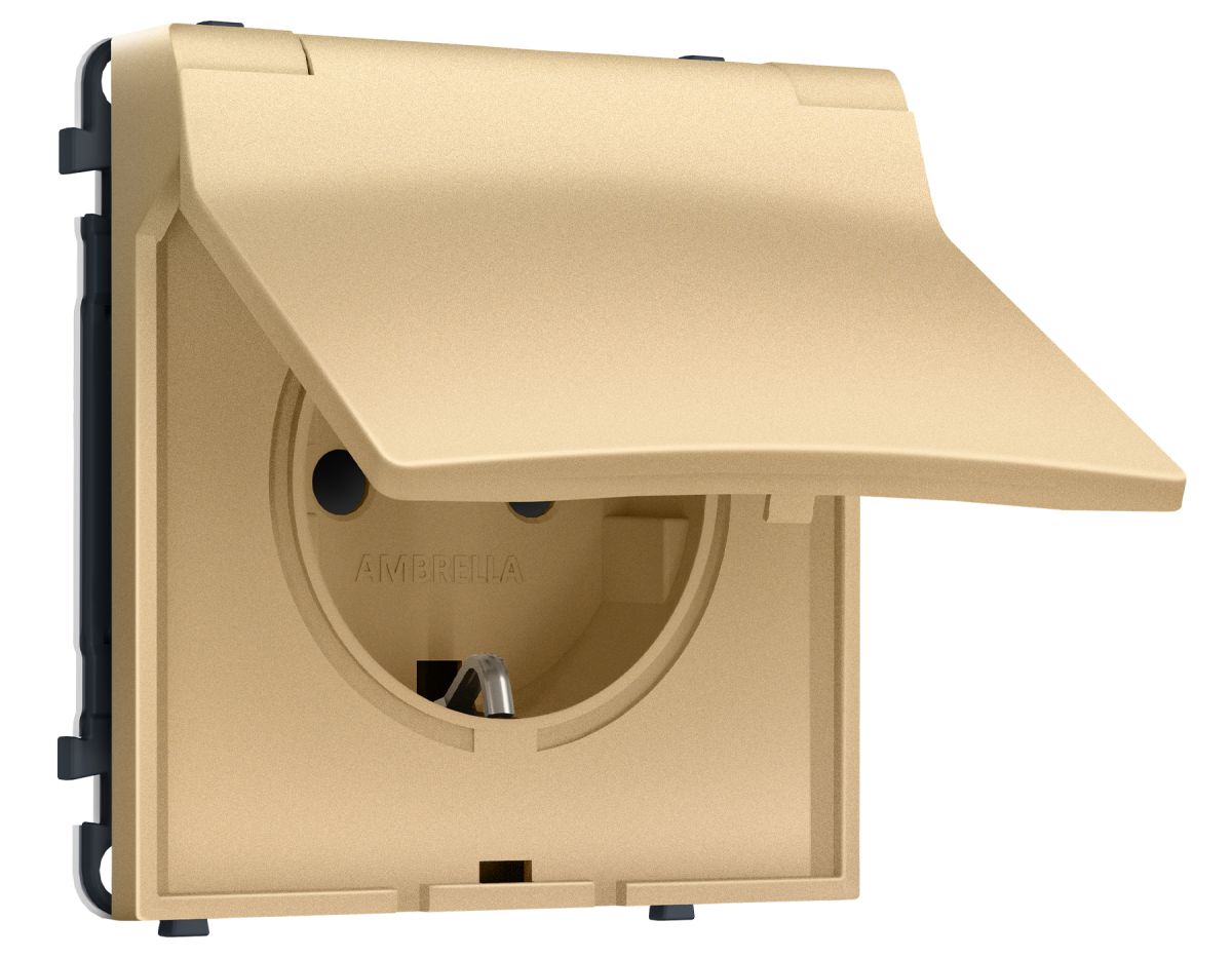 Комплект механизма электрической розетки SIGMA Золото Мягкое касание 50Hz 2P+E с/з с/ш и крышкой IP44 16A-250V QUANT PRO Ambrella Volt MS888010 (SP8880, PR141) в #REGION_NAME_DECLINE_PP#