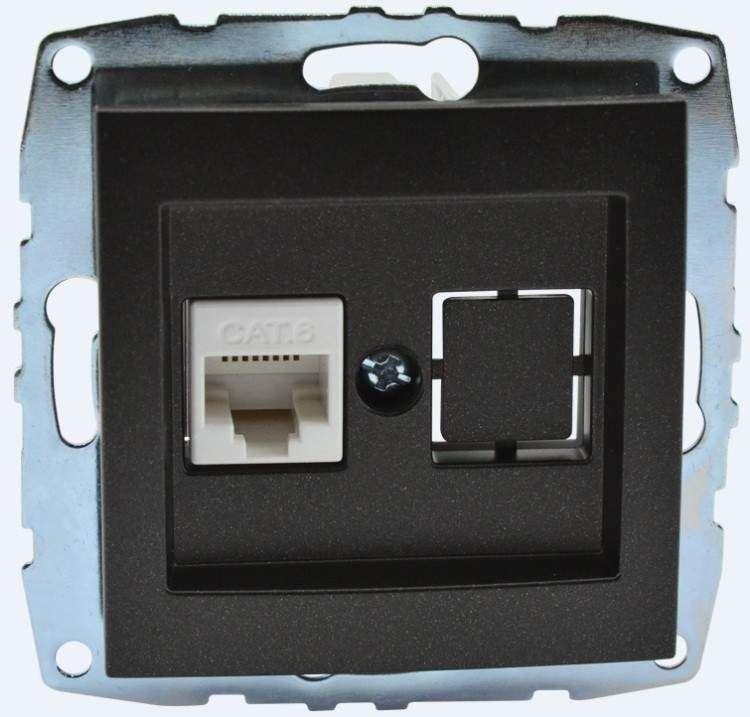 Розетка компьютерная Rj45 Cat6 Mono Electric Despina-Larissa графит 500-002005-125 в Санкт-Петербурге