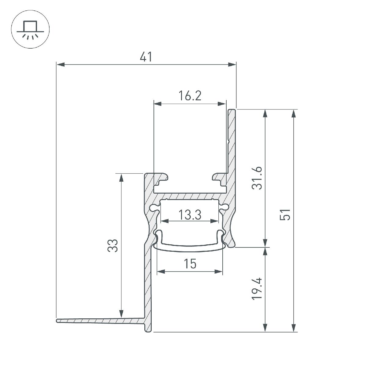 Алюминиевый профиль Arlight ARH-СEIL-S14-SHADOW-2000 WHITE 038594 в Санкт-Петербурге