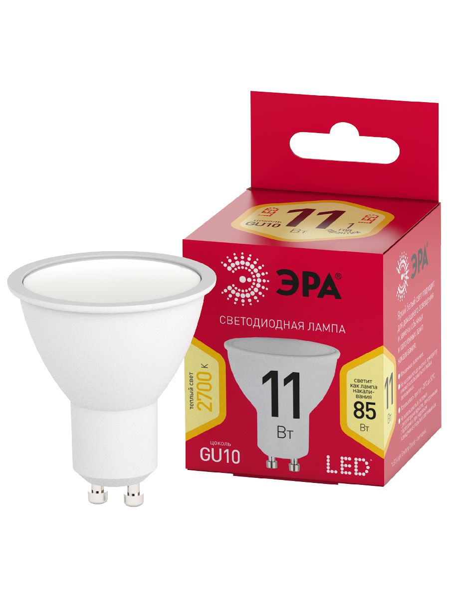 Лампа светодиодная Эра GU10 11W 2700K LED MR16-11W-827-GU10 R Б0056065 в #REGION_NAME_DECLINE_PP#