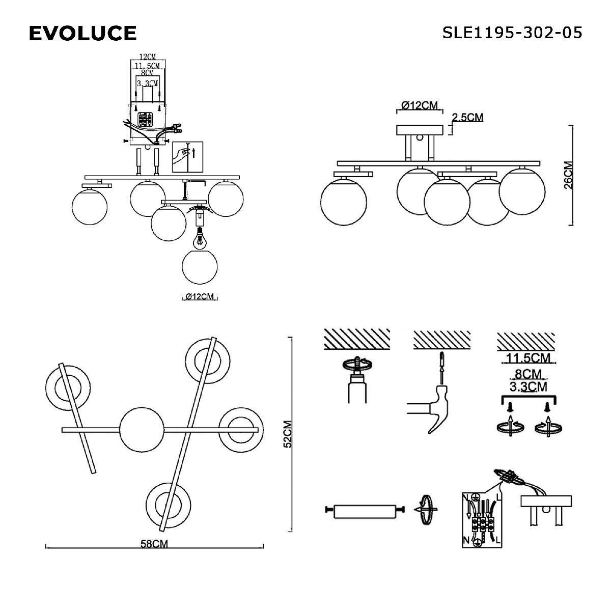 Потолочная люстра Evoluce Sierra SLE1195-302-05 в Санкт-Петербурге