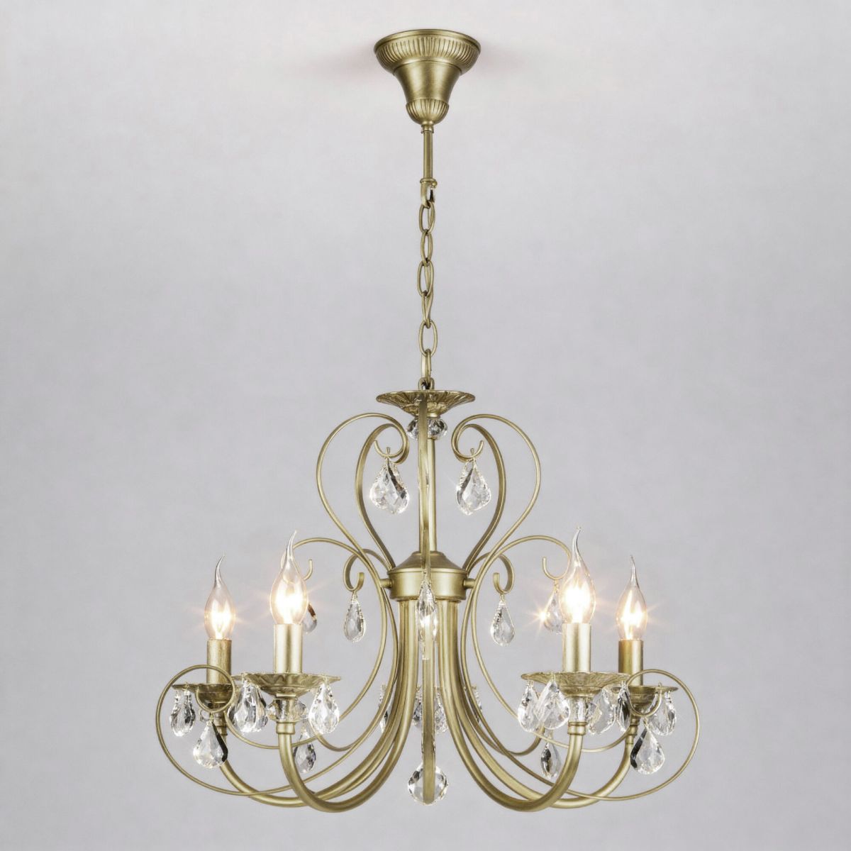 Подвесная люстра Eurosvet Alda 3305/5 латунь/прозрачный хрусталь Strotskis a072114 в Санкт-Петербурге