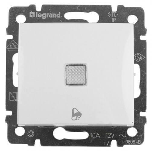 Выключатель кнопочный одноклавишный Legrand Valena 10A 250V с подсветкой Звонок белый 774215 в Санкт-Петербурге