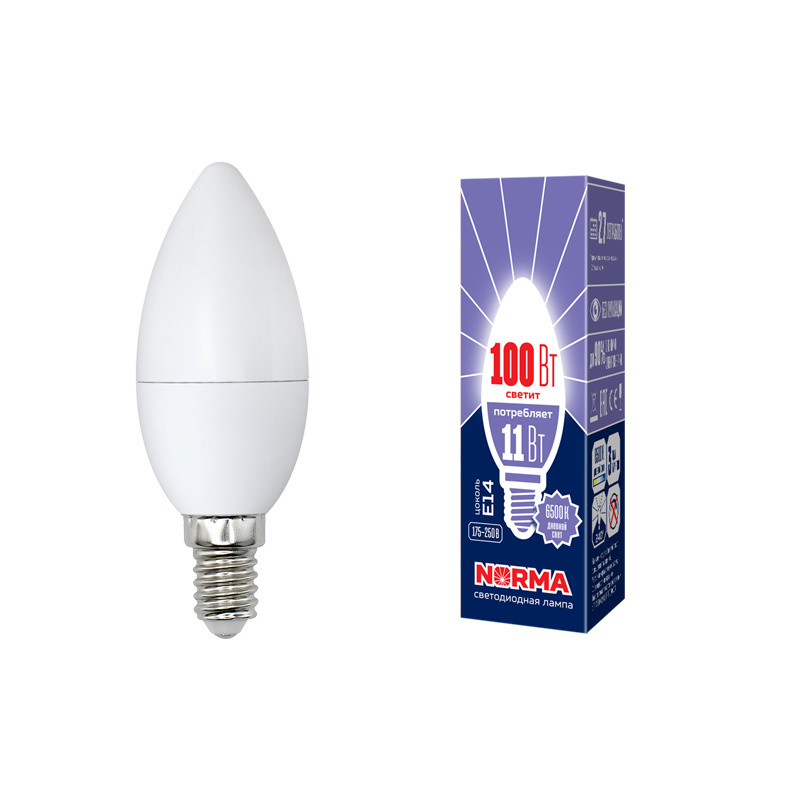Лампа светодиодная (UL-00003810) Volpe E14 11W 6500K матовая LED-C37-11W/DW/E14/FR/NR в Санкт-Петербурге
