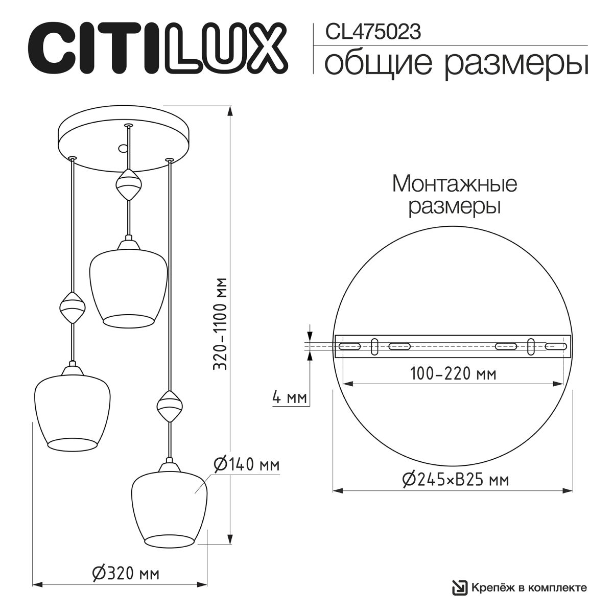 Подвесной светильник Citilux Nort CL475023 в Санкт-Петербурге