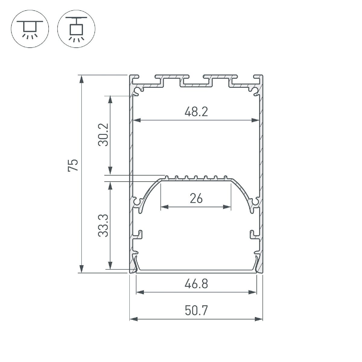 Алюминиевый профиль Arlight LINE-S-5075-3000 BLACK 041849 в Санкт-Петербурге