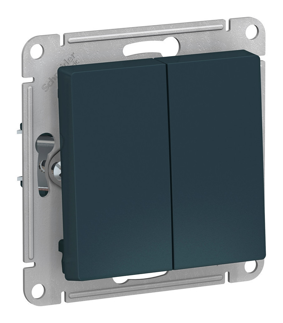 Выключатель 2-клавишный сх.5, 10АХ, механизм Systeme Electric AtlasDesign Изумруд ATN000851 в Санкт-Петербурге
