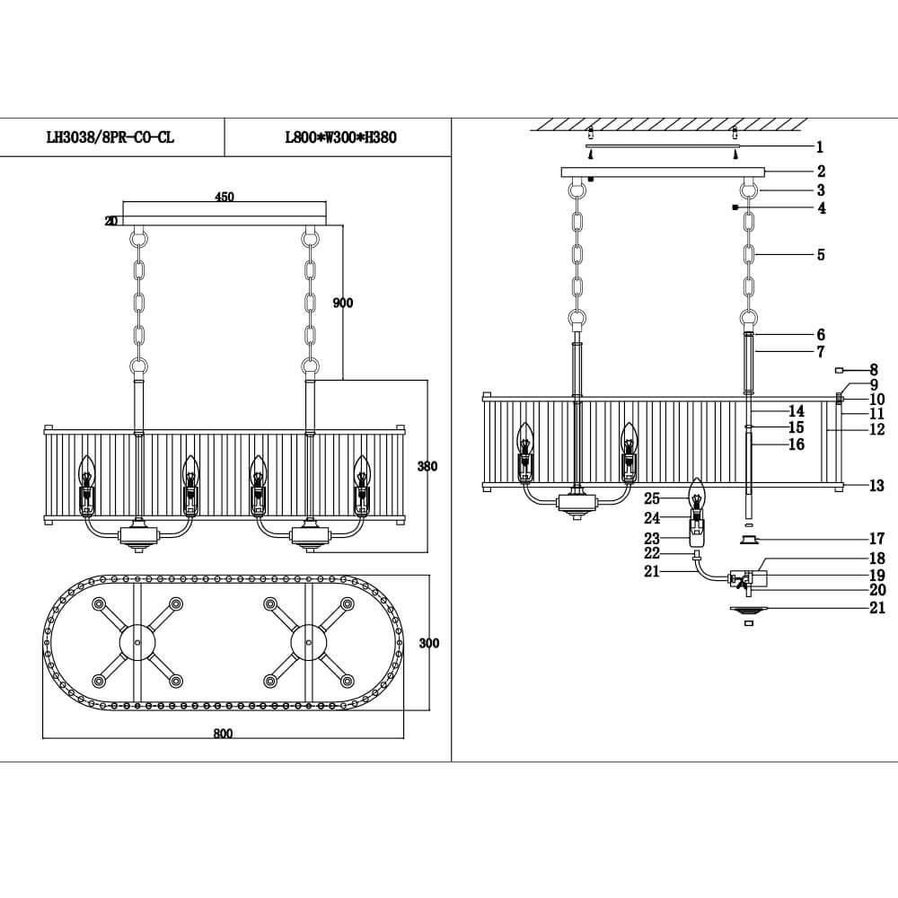 Подвесная люстра Lumien Hall Lariana LH3038/8PR-CO-CL в Санкт-Петербурге