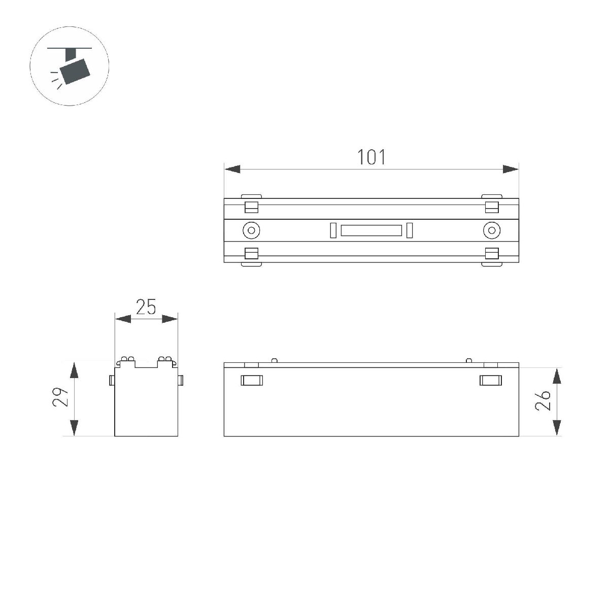 Трековый магнитный светильник Arlight MAG-VIBE-LASER-L101-6W Day4000-MIX (BK, 24 deg, 48V, TUYA Zigbee) 044188 в Санкт-Петербурге