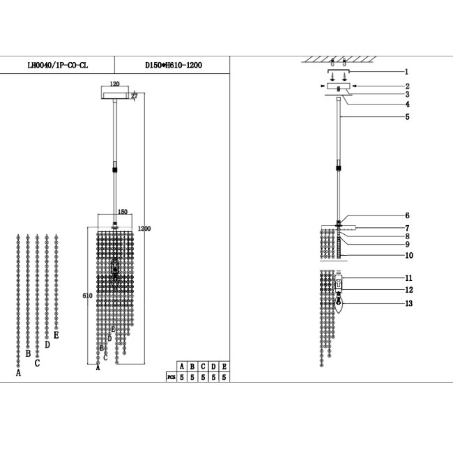 Подвесной светильник Lumien Hall Markellin LH0040/1P-CO-CL в Санкт-Петербурге