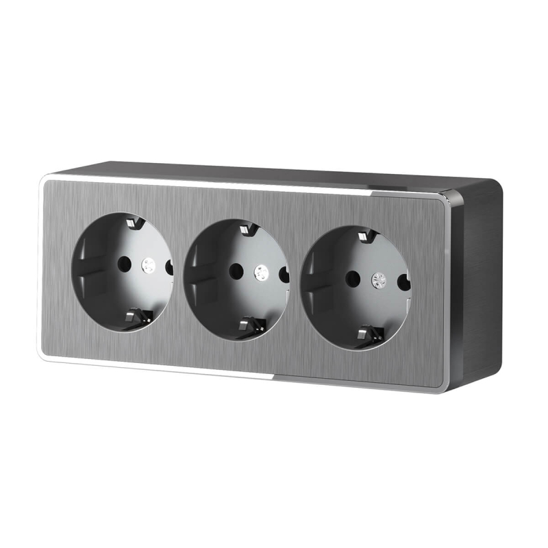 Розетка тройная с/з со шторками Werkel Gallant графит рифленый WL15-02-05 4690389166976 в Санкт-Петербурге