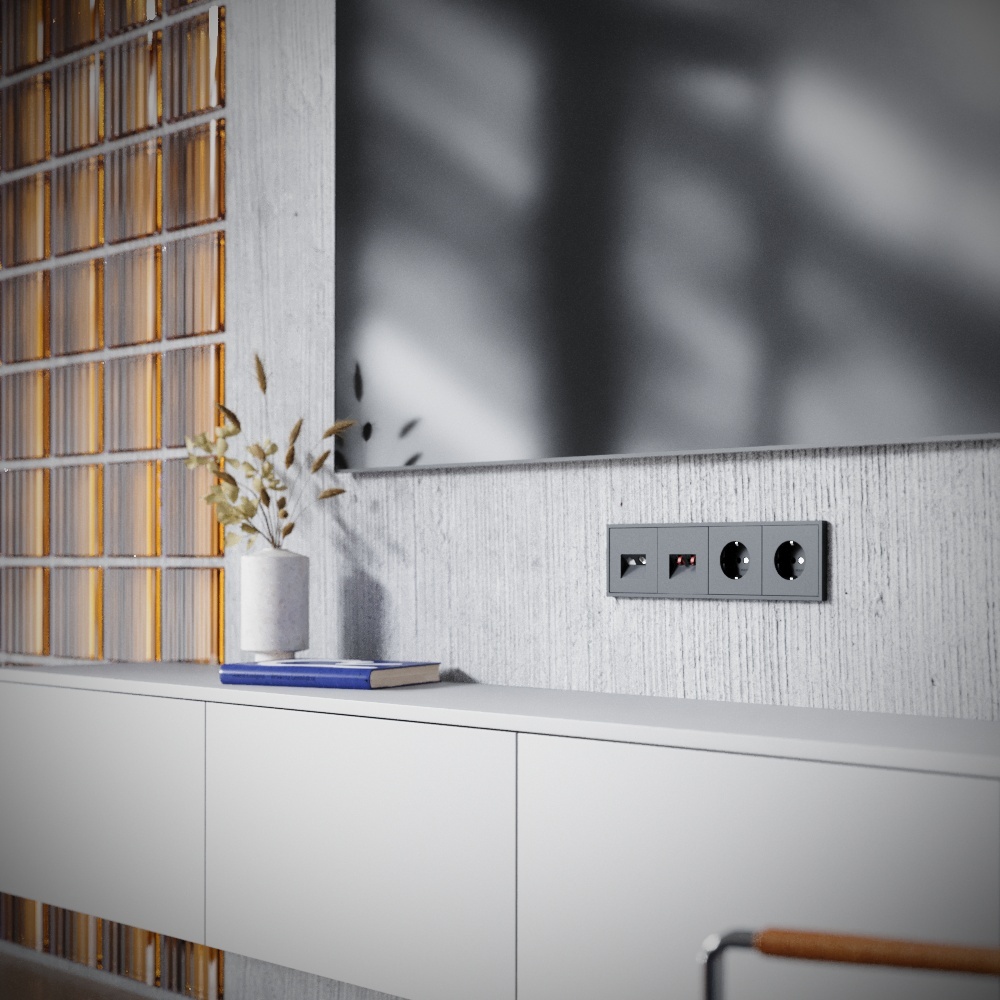 Розетка телевизионная встраиваемая Voltum S70 TV+RJ45 кат. 6, (графит) VLS060707 в #REGION_NAME_DECLINE_PP#