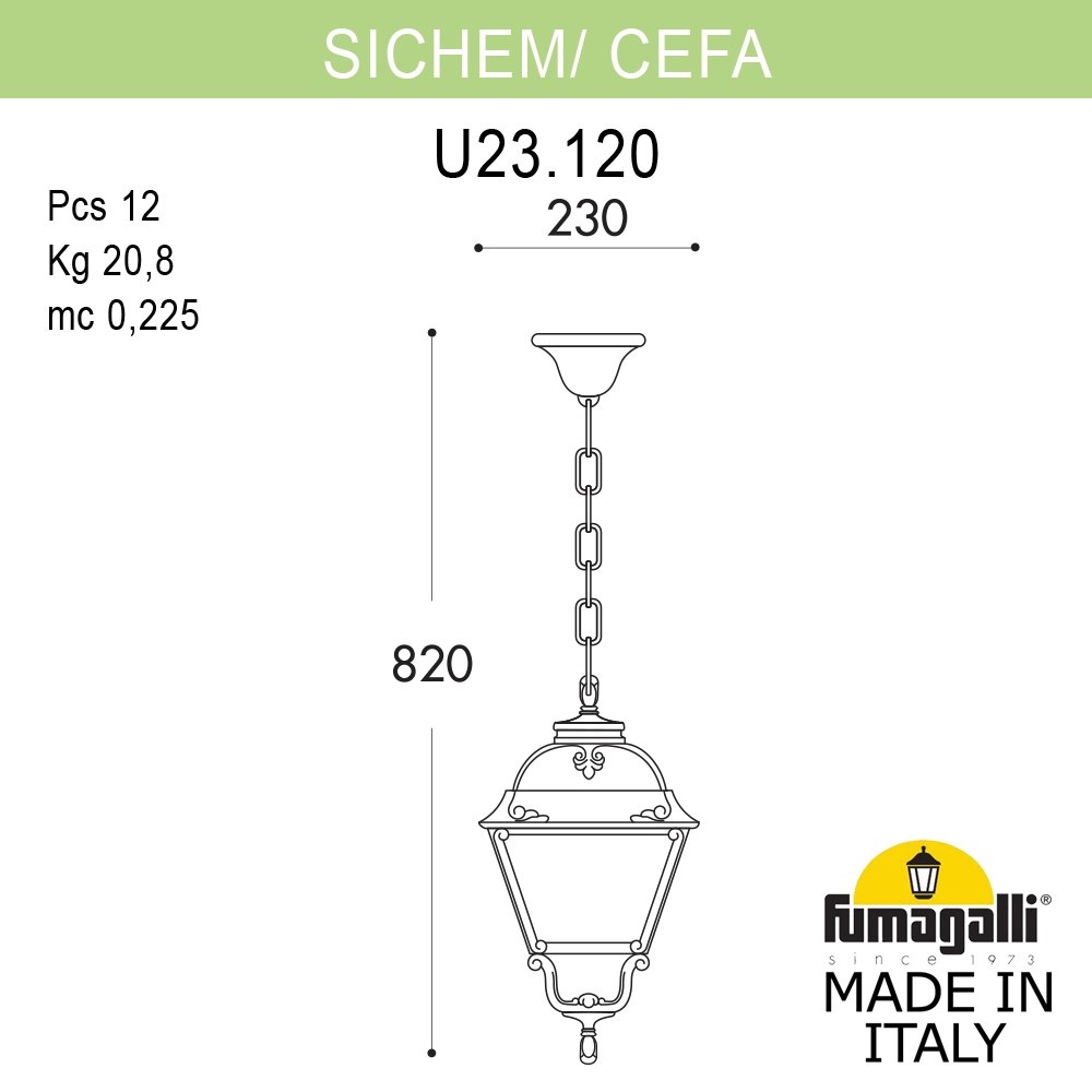 Уличный подвесной светильник Fumagalli SICHEM/CEFA U23.120.000.WYE27 в Санкт-Петербурге