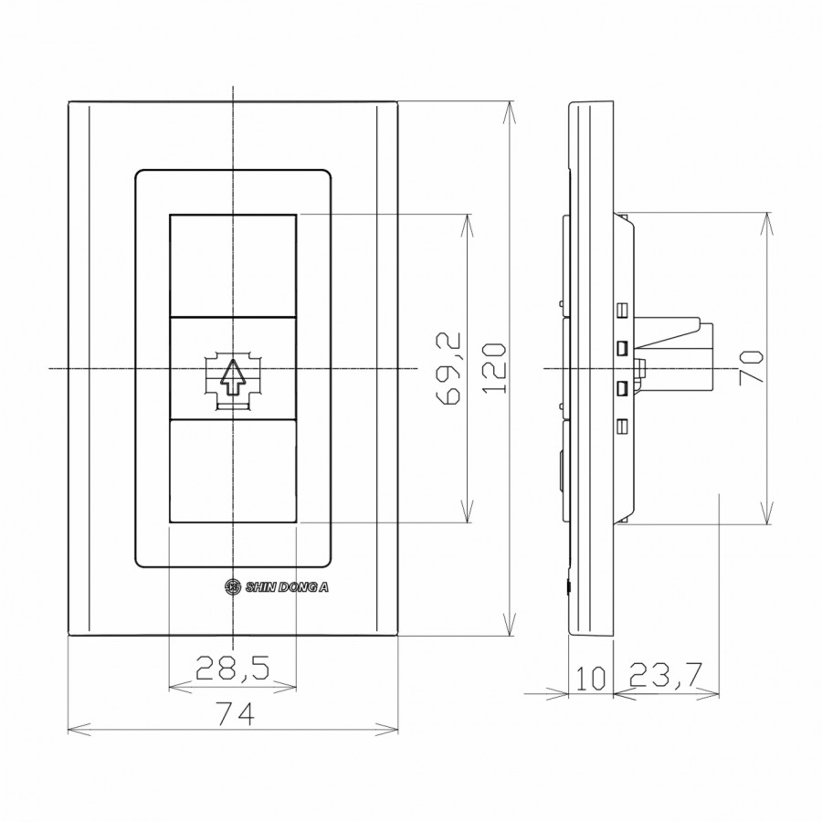 Розетка компьютерная CAT5 (Rj45) SHIN DONG-A Laon WLO-1427-WH в Санкт-Петербурге