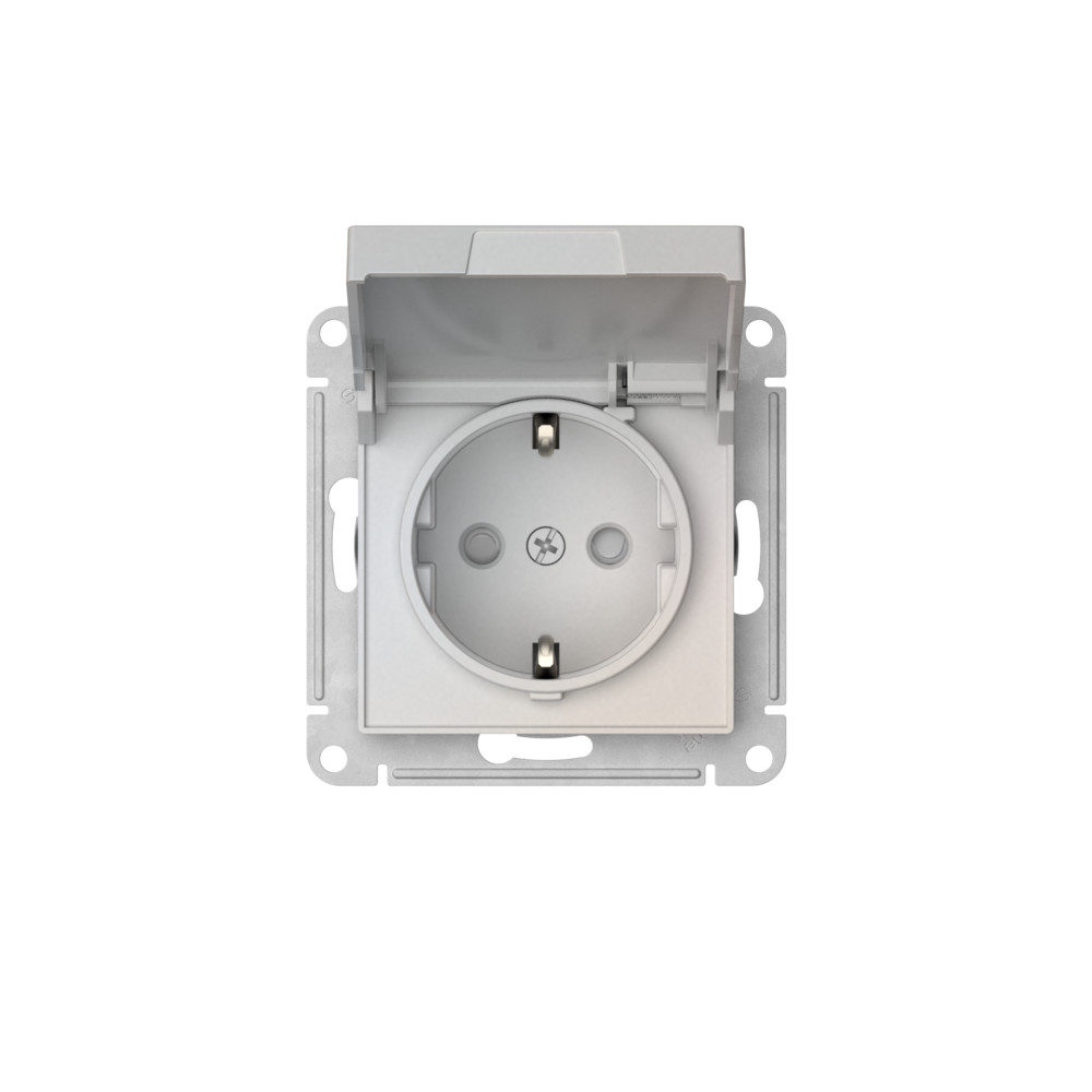Розетка с заземл. со шторк. с крышкой, 16А, IP20,мех., быстрозажим. Клем Systeme Electric AtlasDesign Жемчуг ATN000446S в Санкт-Петербурге