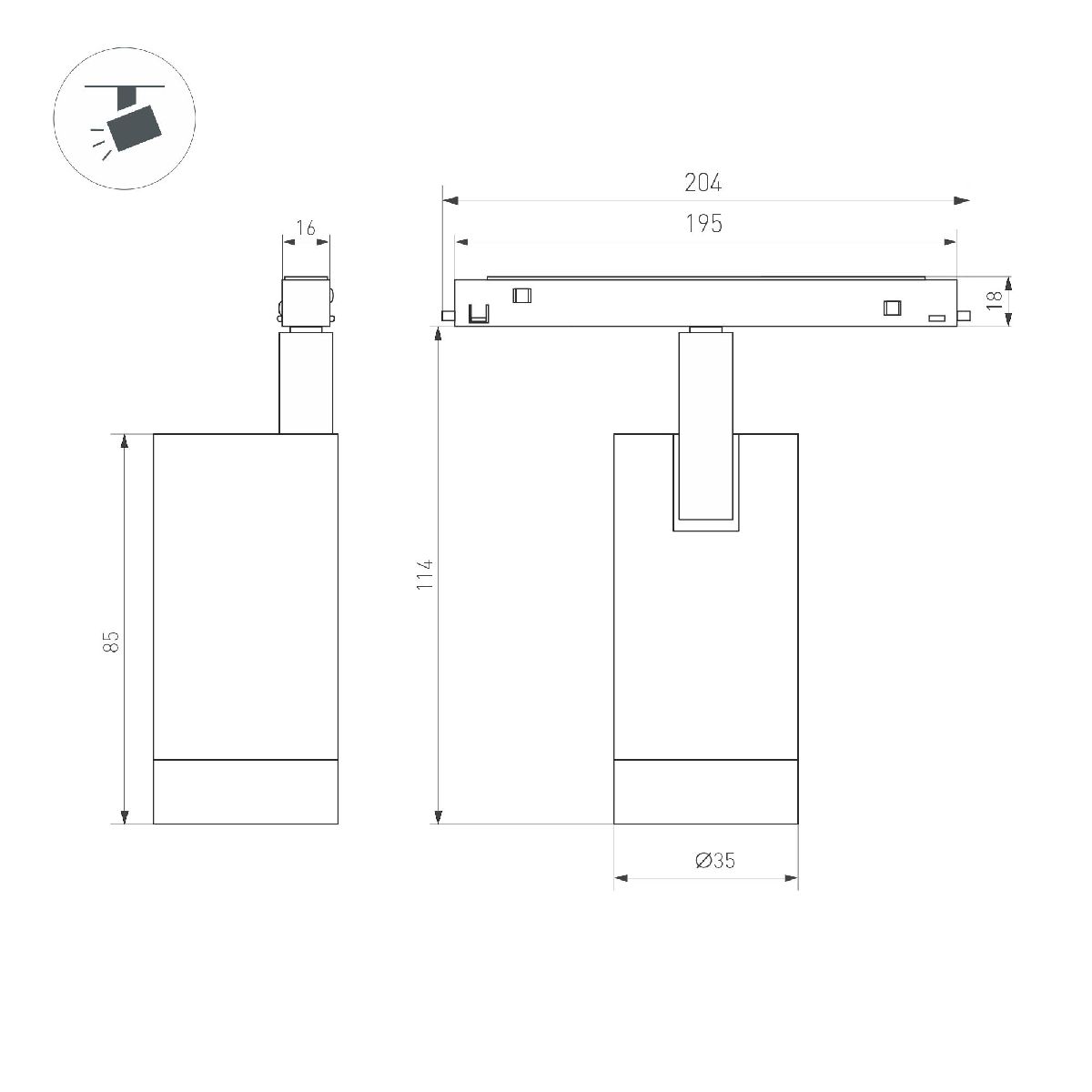 Трековый магнитный светильник Arlight MAG-ORIENT-SPOT-R35-6W Warm2700 051744 в Санкт-Петербурге