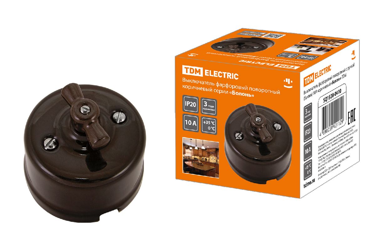 Выключатель фарфоровый поворотный с ручкой Болонь TDM Electric SQ1820-0410 в Санкт-Петербурге