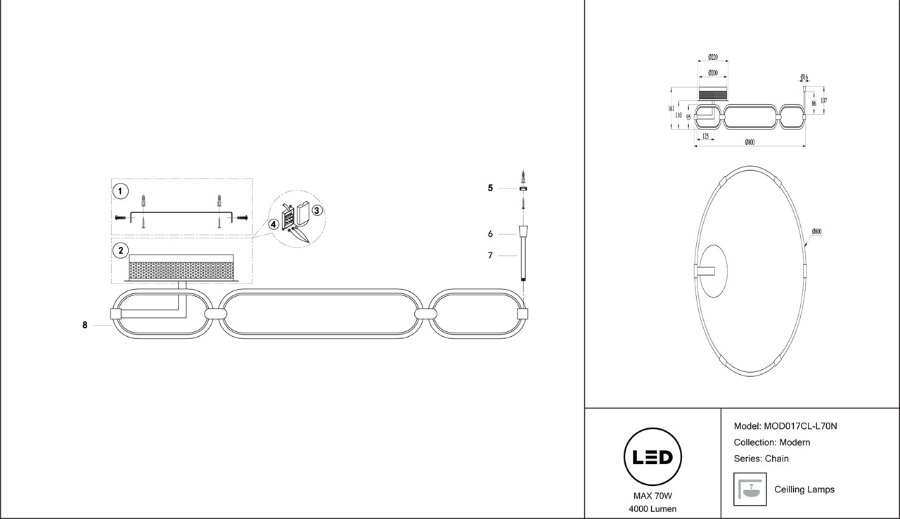 Потолочный светодиодный светильник Maytoni Chain MOD017CL-L70N в Санкт-Петербурге