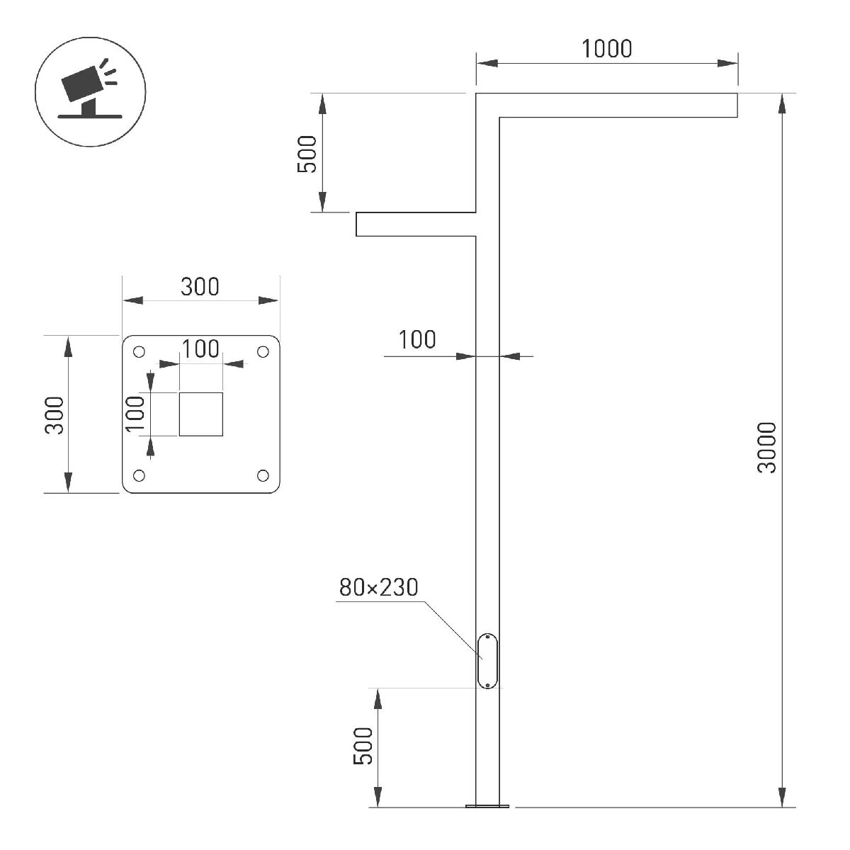 Опора Arlight OXOR-STER-Z-1600x100x100-L3000-50W Warm3000 051425 в Санкт-Петербурге