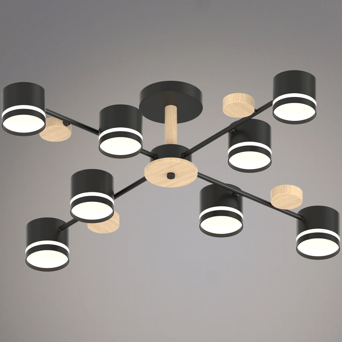 Люстра на штанге Reluce 68730-0.3-08 GX53 BK+WOOD в #REGION_NAME_DECLINE_PP#