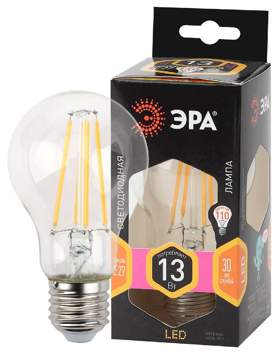 Лампа светодиодная Эра E27 13W 2700K F-LED A60-13W-827-E27 Б0035027 в #REGION_NAME_DECLINE_PP#