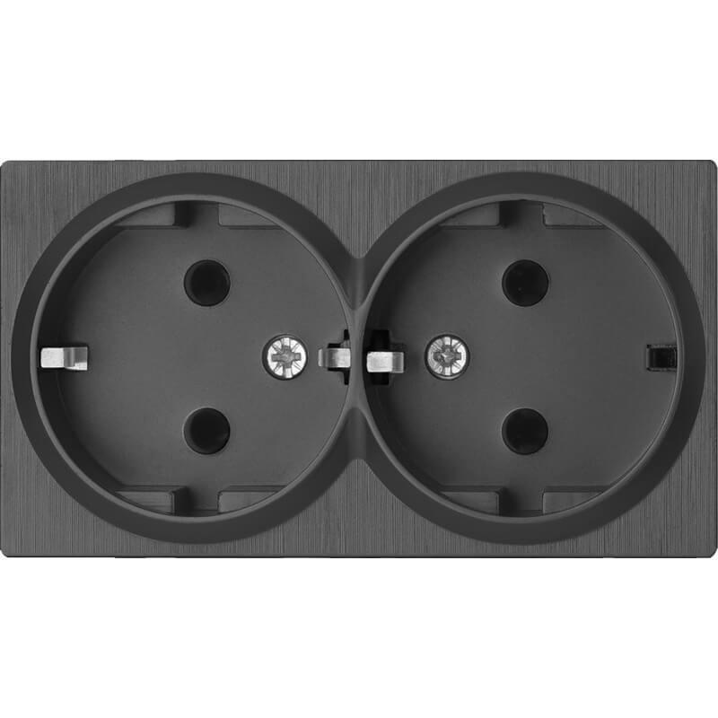 Розетка двойная с заземлением Werkel Gallant графит рифленый WL04-SKG-02-IP20 4690389145995 в Санкт-Петербурге