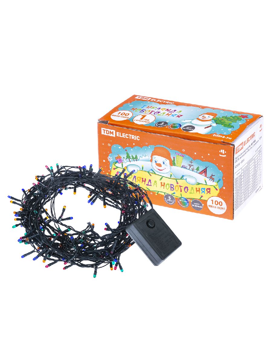 Светодиодная гирлянда TDM Electric МГ 100 220V разноцветная 8 режимов SQ0361-0005 в Санкт-Петербурге