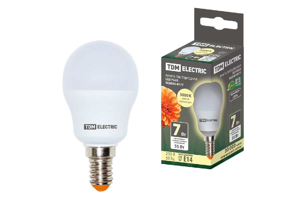 Лампа светодиодная TDM Electric Е14 7W 3000K матовая SQ0340-0177 в Санкт-Петербурге