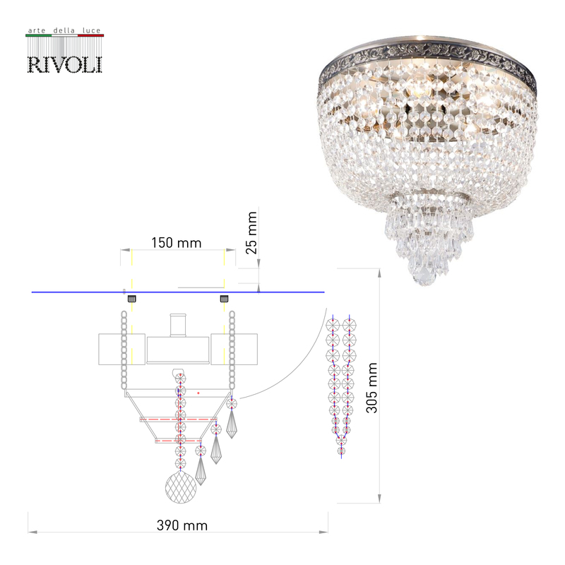 Потолочная люстра Rivoli Benita 1038-305 Б0052473 в Санкт-Петербурге