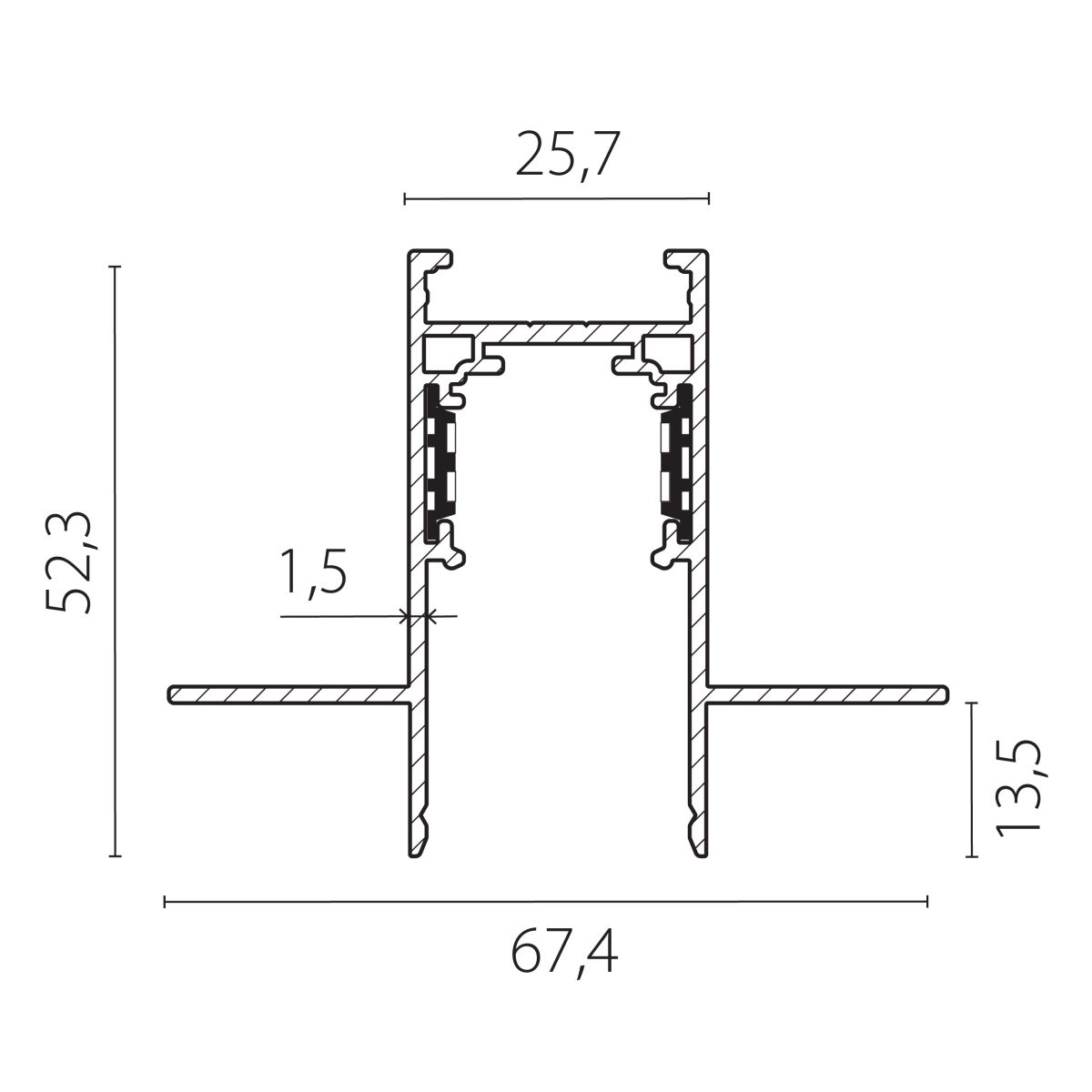 Шинопровод 4-контактный встраиваемый со стыковочным пазом 48V 3м (Заглушки и декоративный экран в комплекте) Lightstar Uno Pro 509237P в #REGION_NAME_DECLINE_PP#
