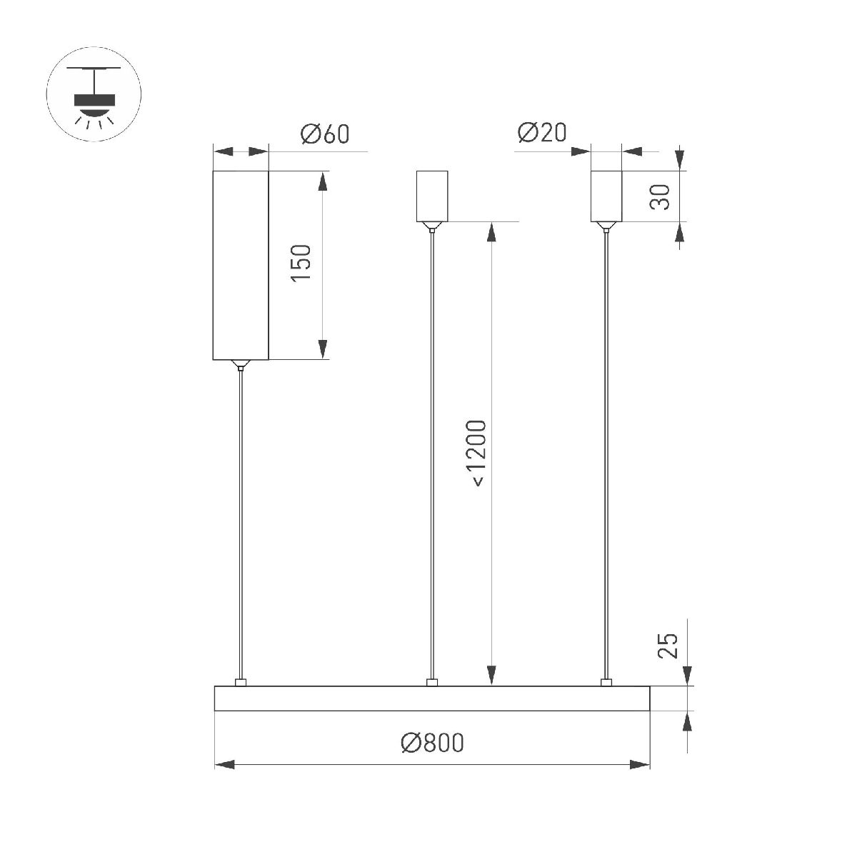 Подвесной светильник Arlight SP-CONGO-MULT-1-R800-42W Warm3000 (GD, 120 deg, 230V) 046250 в Санкт-Петербурге