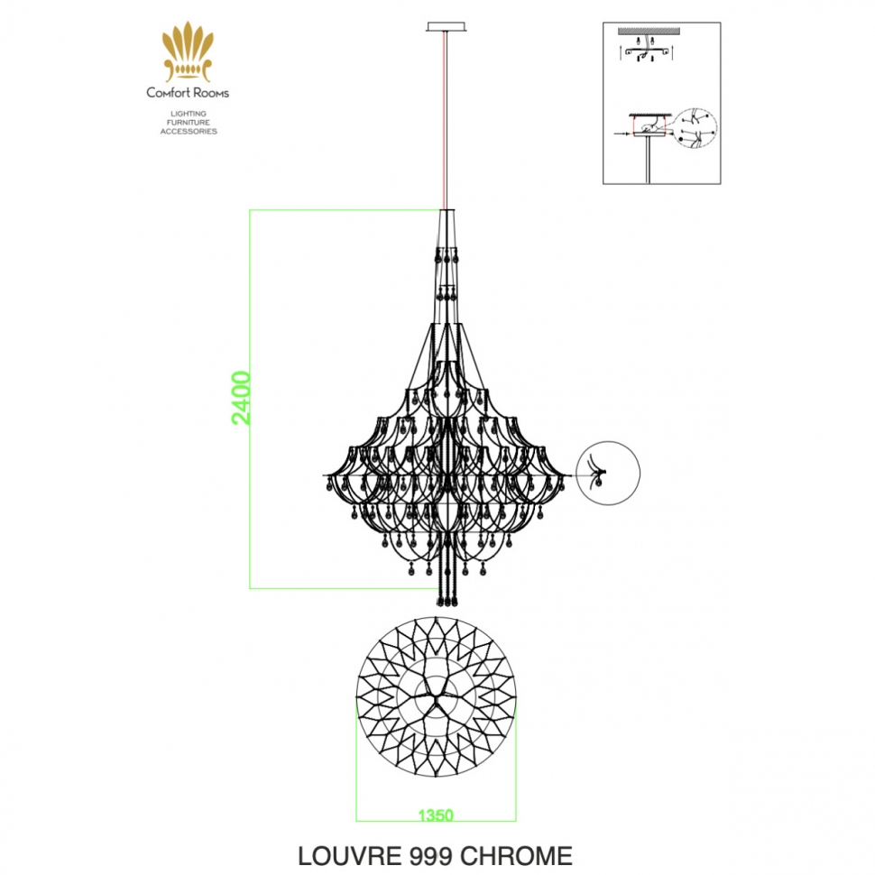 Подвесной светильник Ilamp Louvre 999 CHROME в Санкт-Петербурге