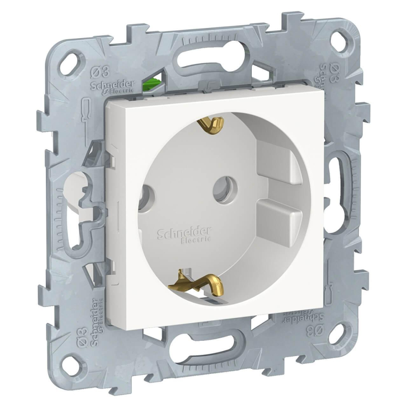 Розетка с заземлением, со шторками Schneider Electric Unica New NU505718 в Санкт-Петербурге