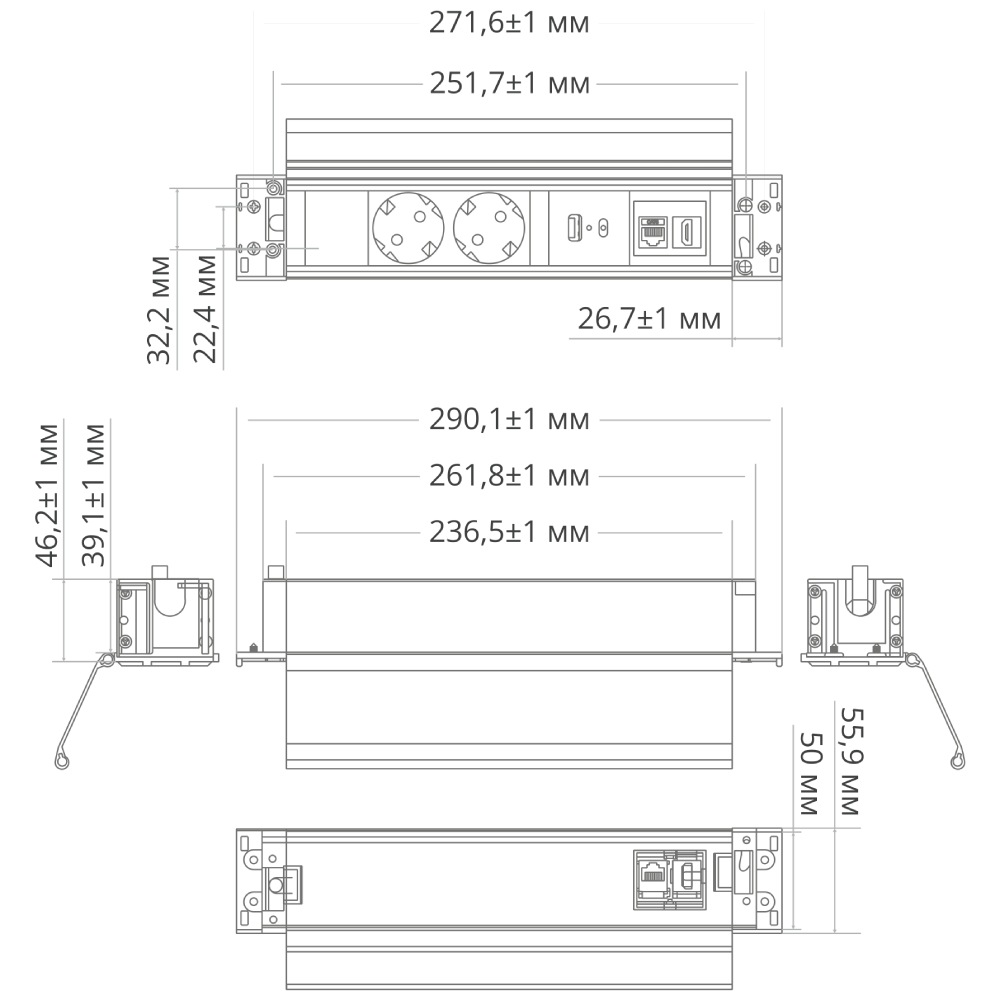 Блок розеток 41T (2 секции, USB + type C + RJ45 + HDMI) Mebax 00-00002594 в Санкт-Петербурге