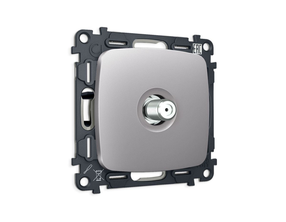 Комплект механизма TV розетки Ambrella Volt SAT 5-2400MHz 3.5dB OMEGA MO513050 Сталь матовый QUANT (OP5130, VM215) в Санкт-Петербурге