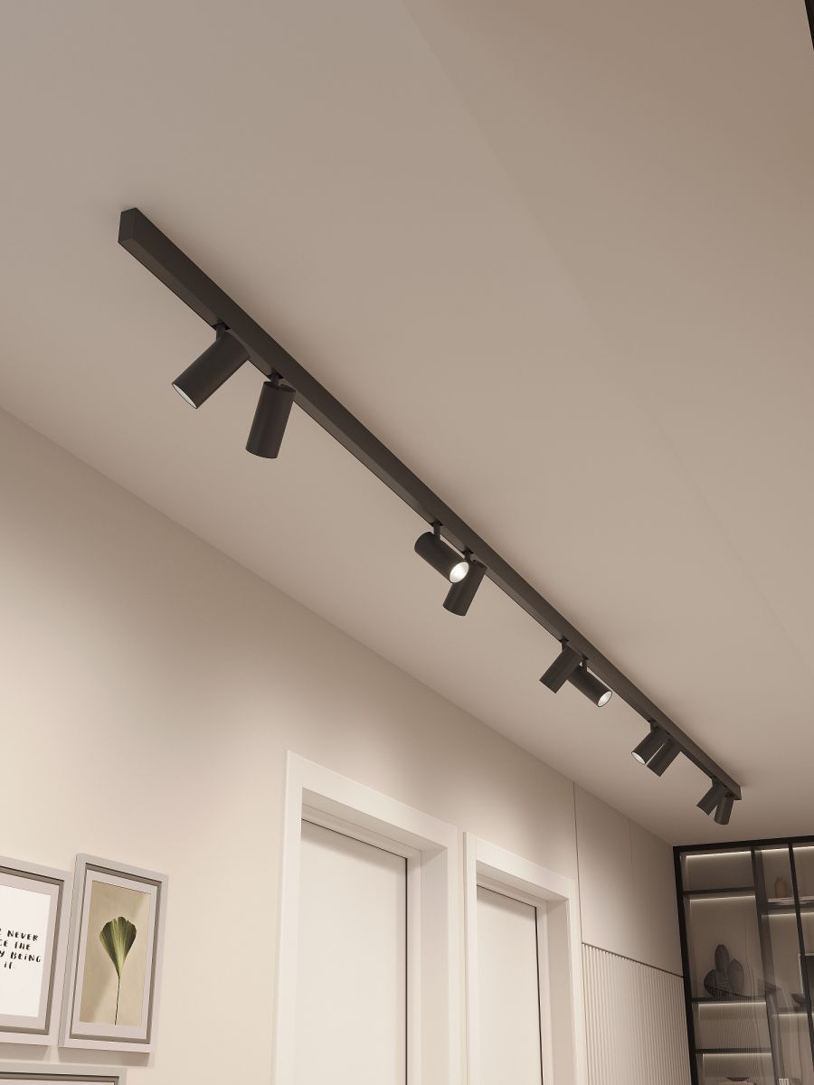 Трековая система со светильниками №3 трехфазная накладная Eldeko (48В, форма - прямая, 4м, 3000K) черная Hesby Lighting HSBL_kompl_E003_NI4B3K в #REGION_NAME_DECLINE_PP#