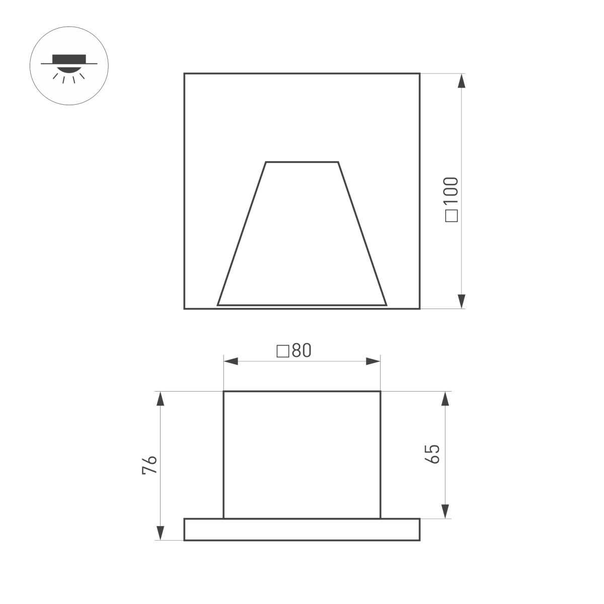 Светильник для ступеней Arlight LT-TIE-S100-3W Warm3000 (GR, 75x30 deg, 230V) (IP65 Бетон) 050875 в Санкт-Петербурге