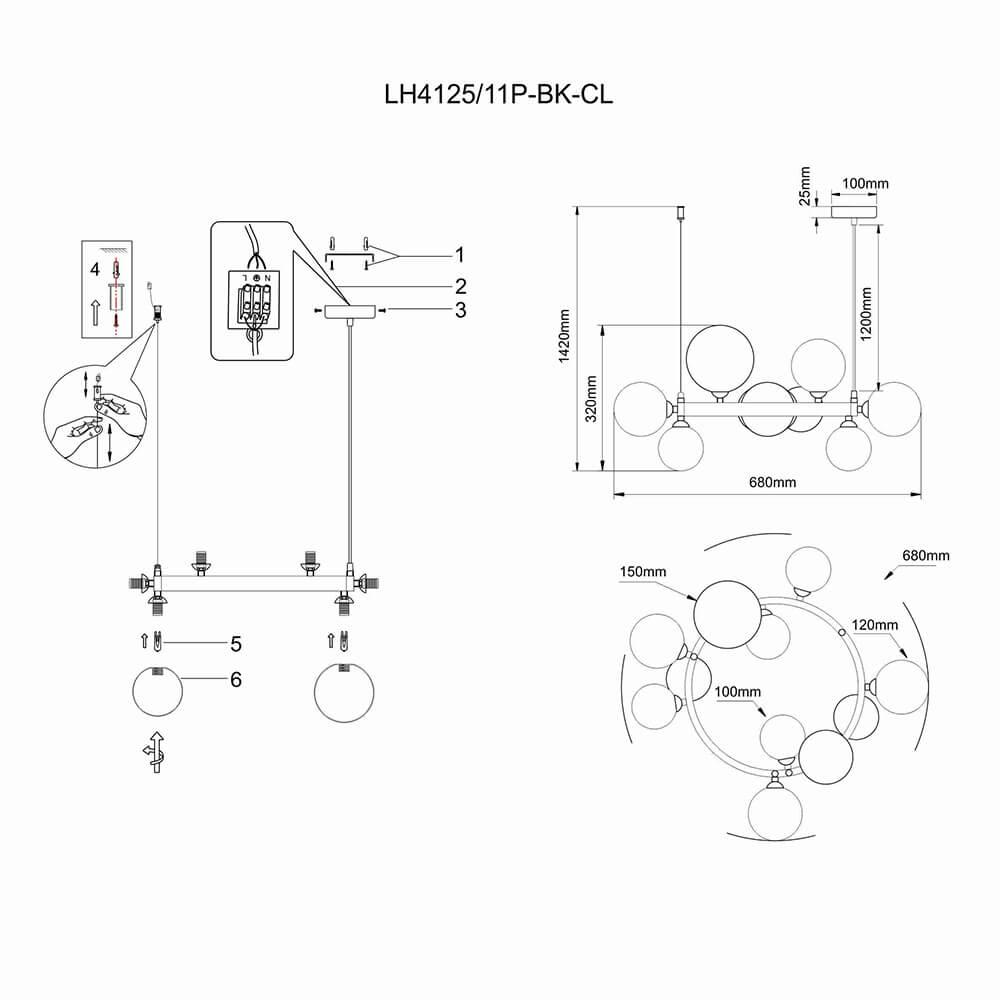 Подвесная люстра Lumien Hall Lovrenc LH4125/14P-SN-CL в Санкт-Петербурге