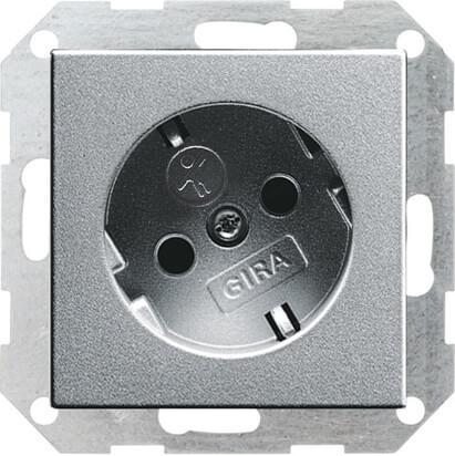 Розетка Gira System 55 Schuko с/з со шторками 16A 250V безвинтовой зажим алюминий 041826 в Санкт-Петербурге