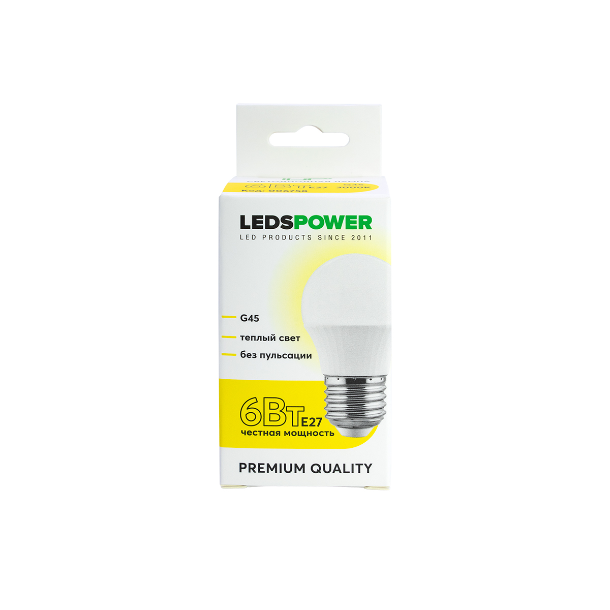Светодиодная лампа LEDS POWER G45 E27 6Вт 3000К 006758 в Санкт-Петербурге