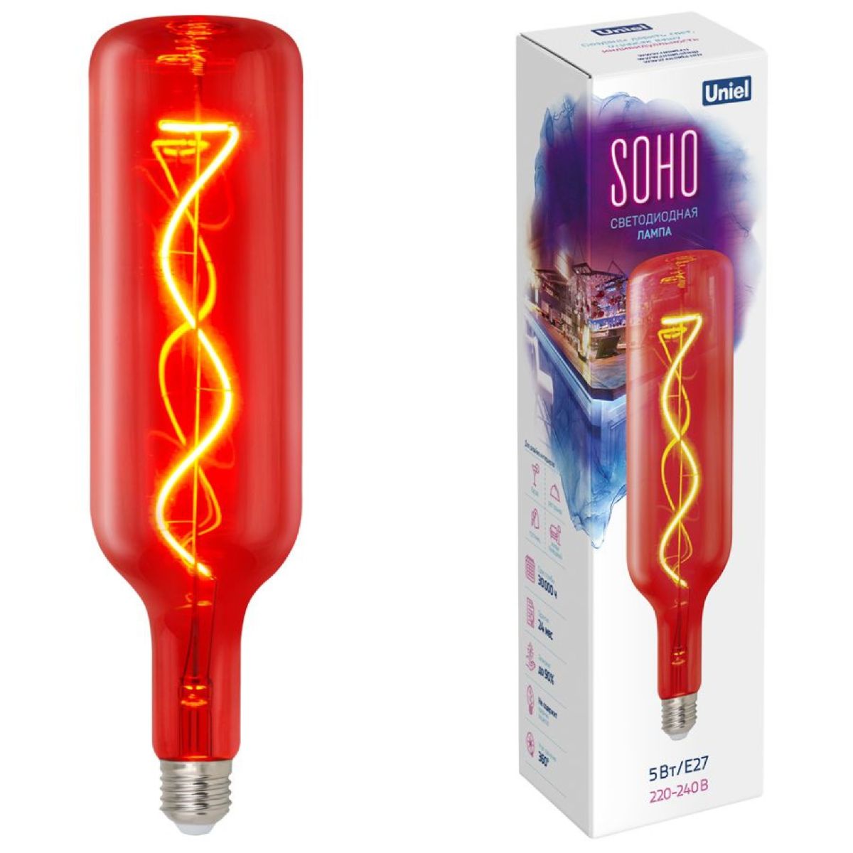 Лампа светодиодная Uniel LED-SF21-5W/SOHO/E27/CW RED GLS77RD UL-00007626 в Санкт-Петербурге