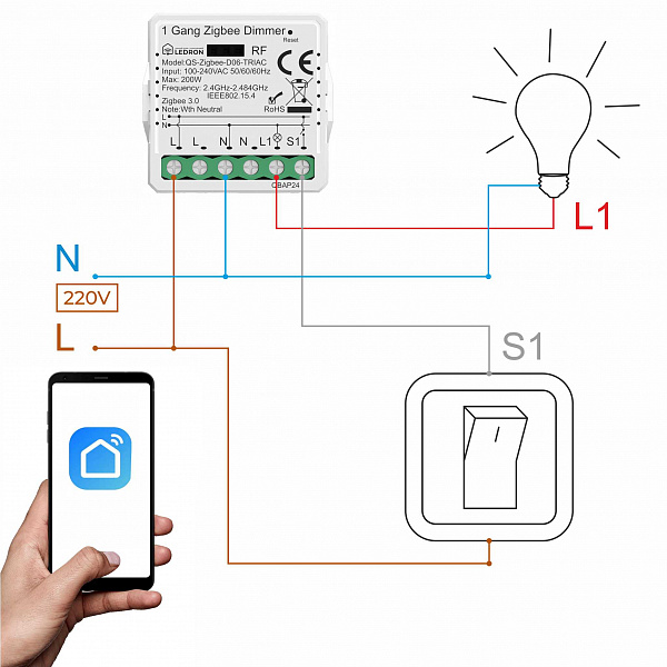 Модуль одноканальный Ledron QS-ZigbeeSEC01 00000018548 в Санкт-Петербурге